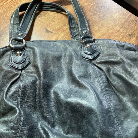 Coach Poppy Black Leather Messenger Bag with Crossbody Strap - Picture 8 of 12